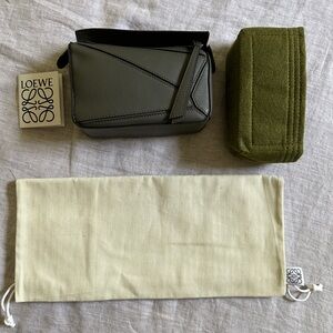 Loewe Mini Puzzle Bag Dark Khaki with Custom Insert - No Strap